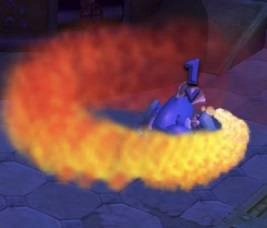 An image of the Robot Cat's spinning fire breath move.