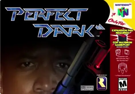 An image of Perfect Dark's packaging. Big Boi from Outkast has been edited over Joanna.